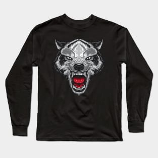 Angry Wolf Face Long Sleeve T-Shirt